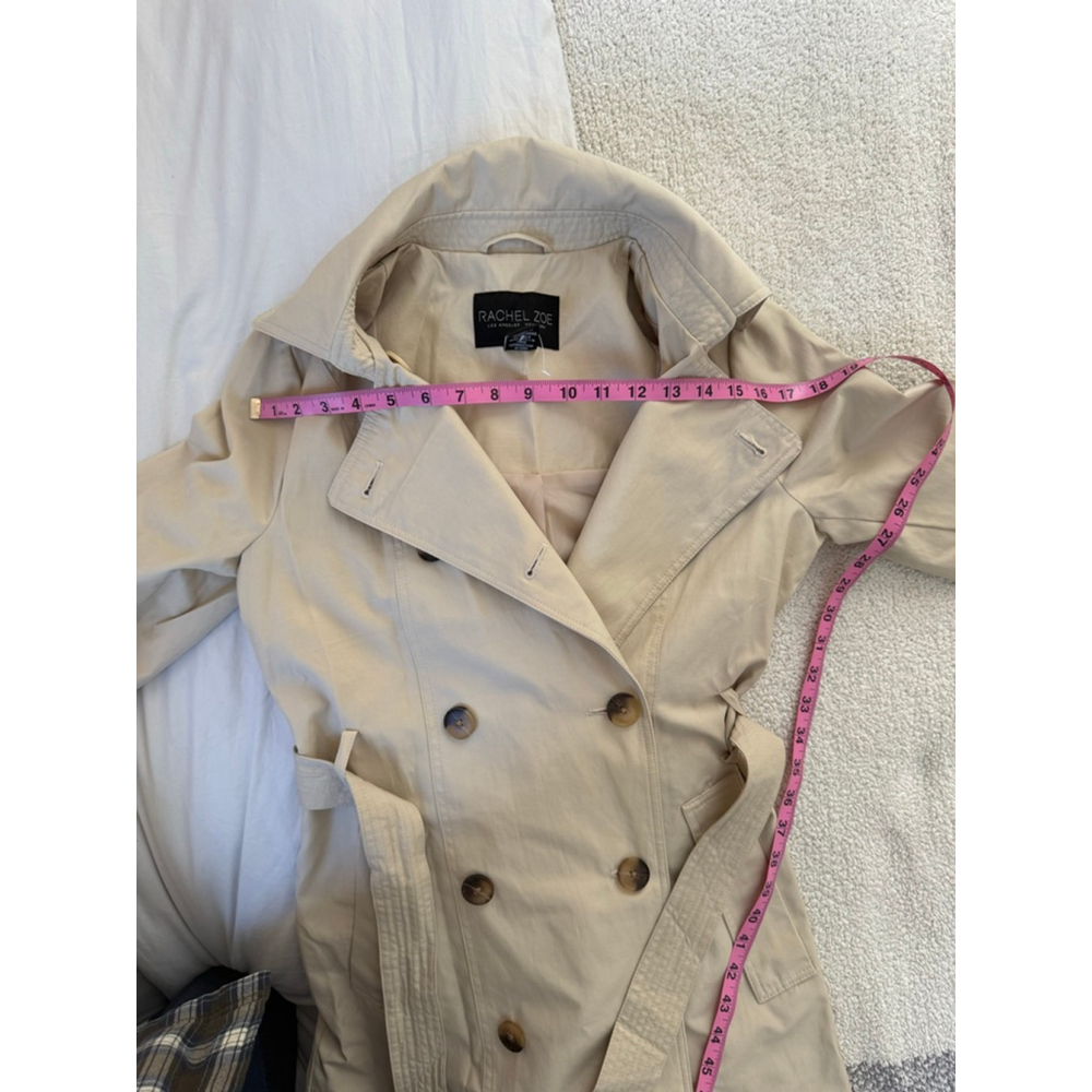 Women's Rachel Zoe Beige Double-Breasted Trench Coat XS - Picture 4 of 8